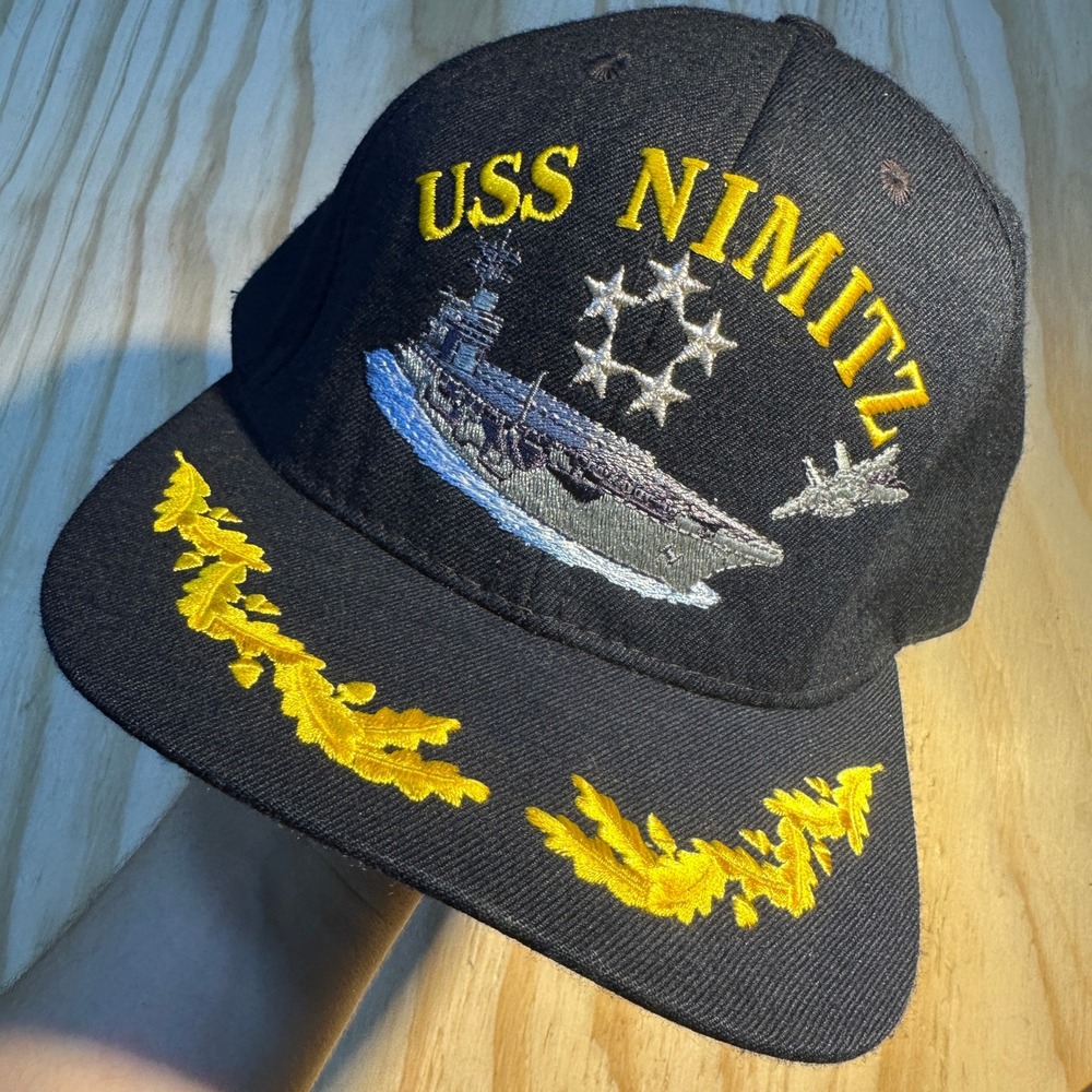 California Headwear USS Nimitz CVN 68 Scrambled Eggs Snapback Hat Black Vintage